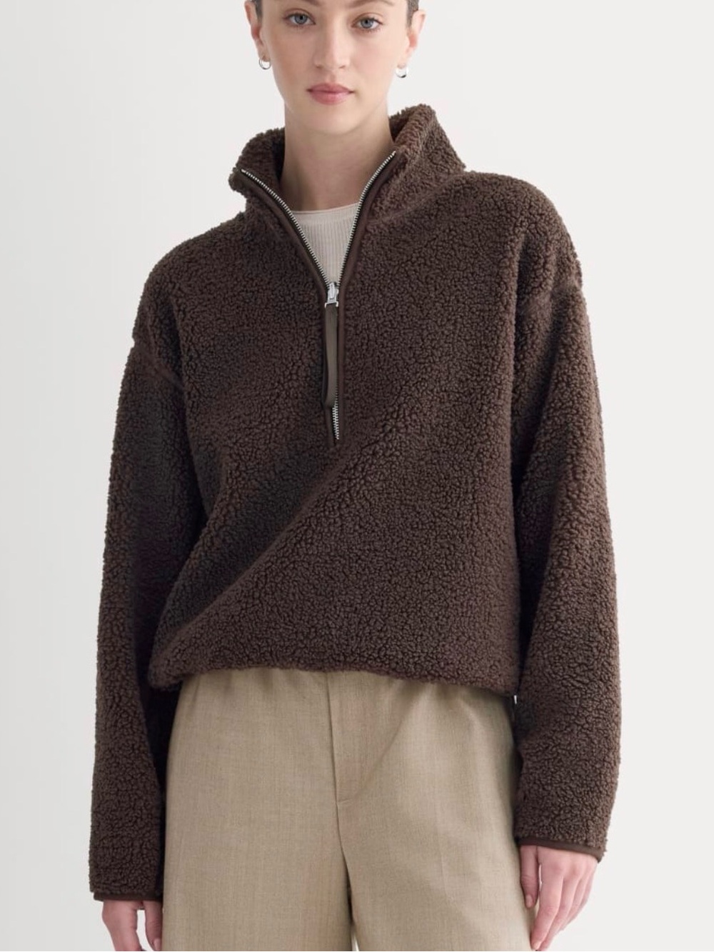 Everlane Reversible Teddy Half Zip Pullover
